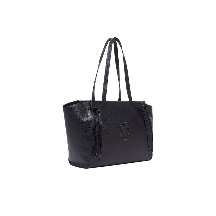 Borsa tote nera grande effetto bottalato