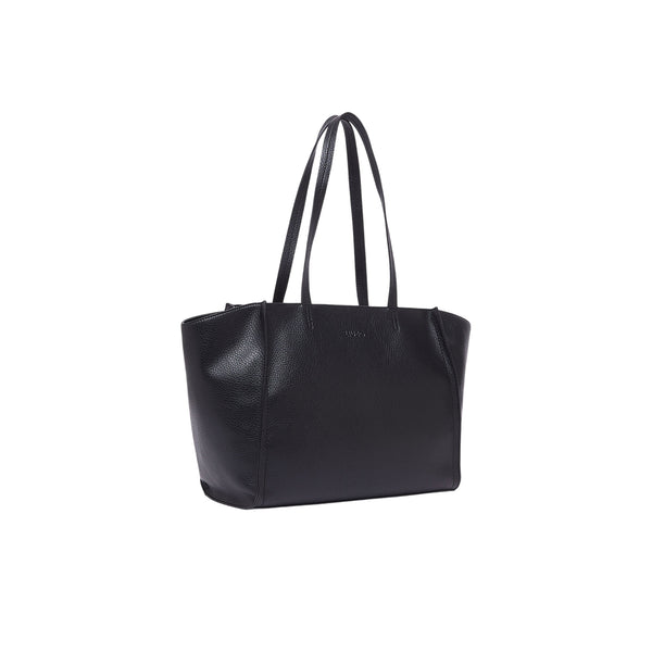 Borsa tote nera grande effetto bottalato