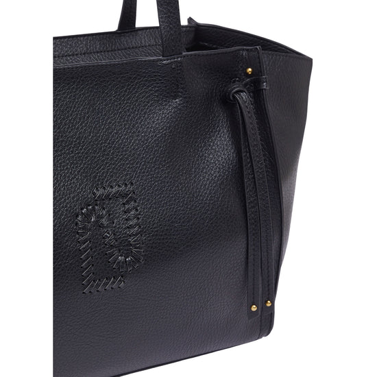 Borsa tote nera grande effetto bottalato