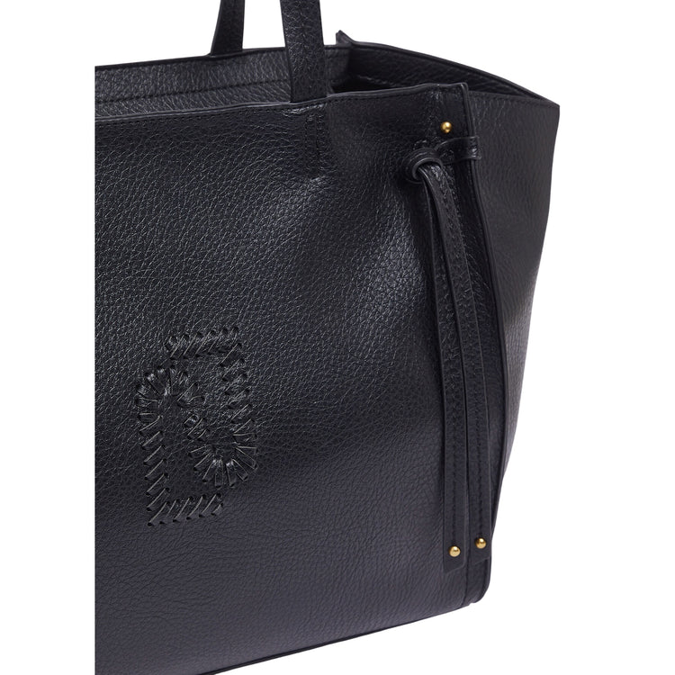 Borsa tote nera grande effetto bottalato