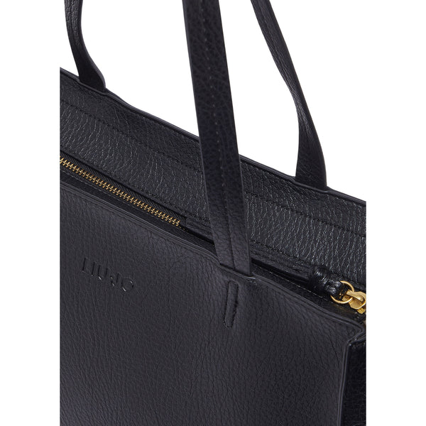 Borsa tote nera grande effetto bottalato