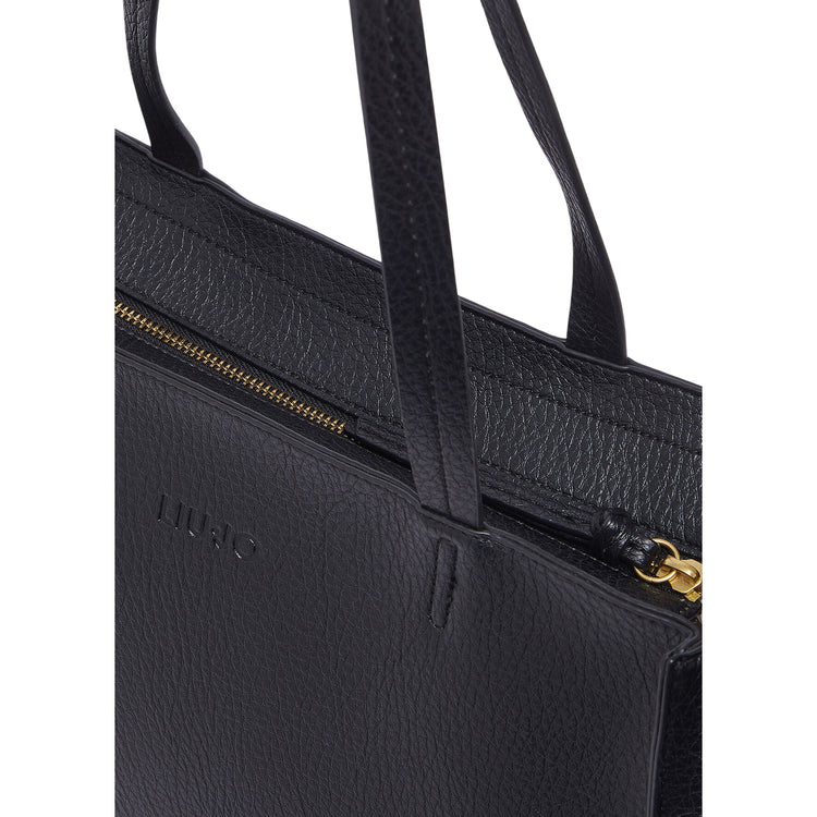 Borsa tote nera grande effetto bottalato