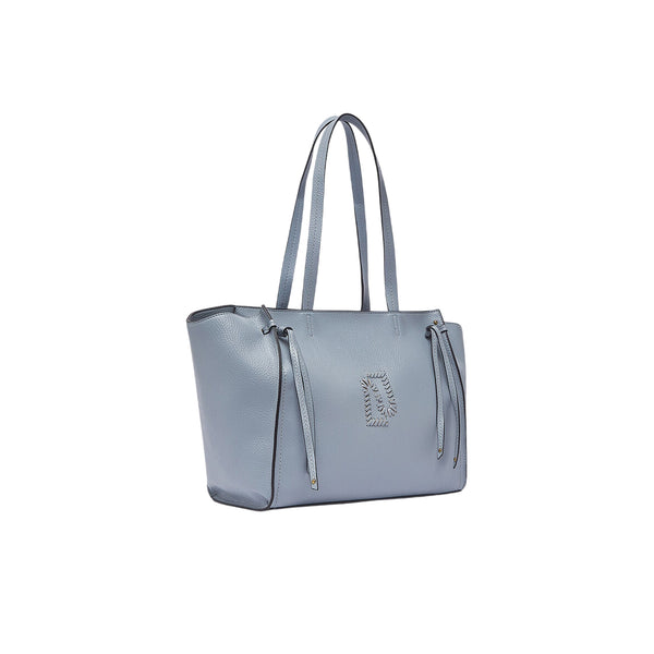 Borsa tote grande azzurra effetto bottalato