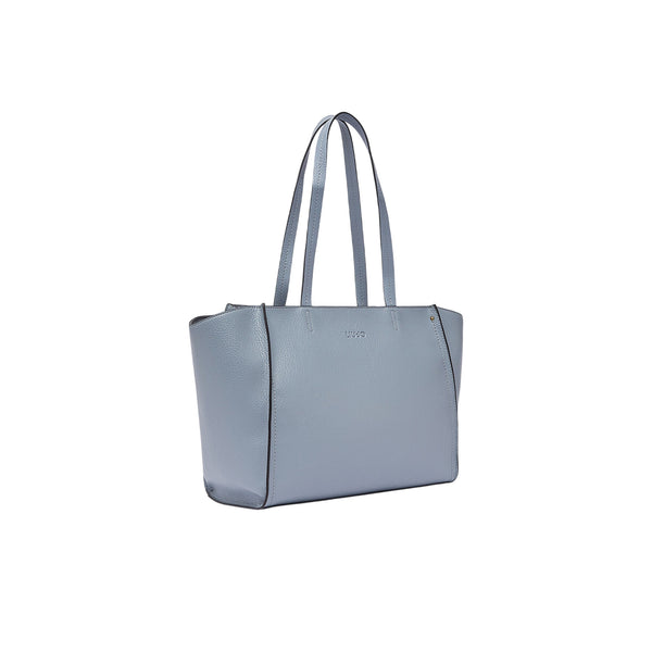 Borsa tote grande azzurra effetto bottalato