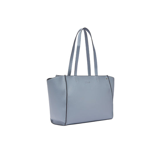 Borsa tote grande azzurra effetto bottalato