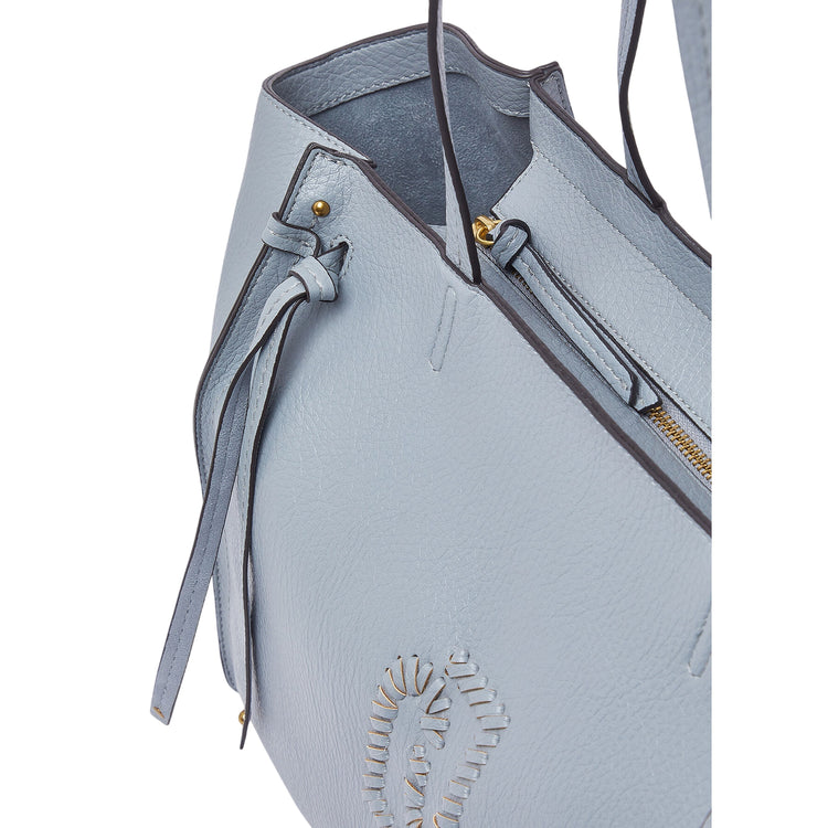 Borsa tote grande azzurra effetto bottalato