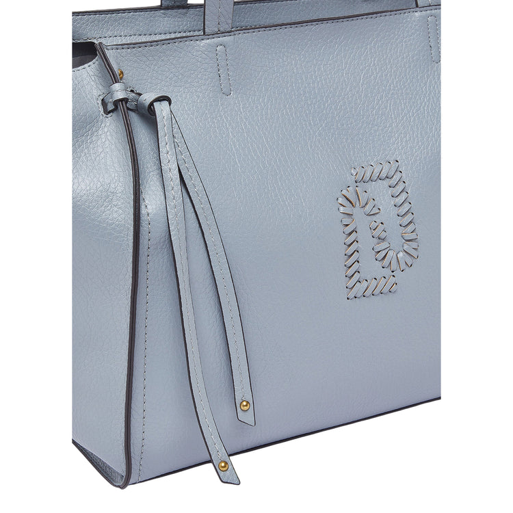 Borsa tote grande azzurra effetto bottalato