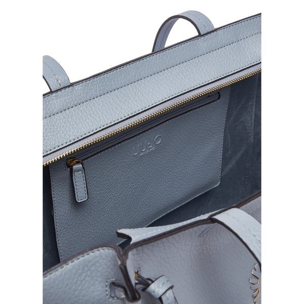 Borsa tote grande azzurra effetto bottalato