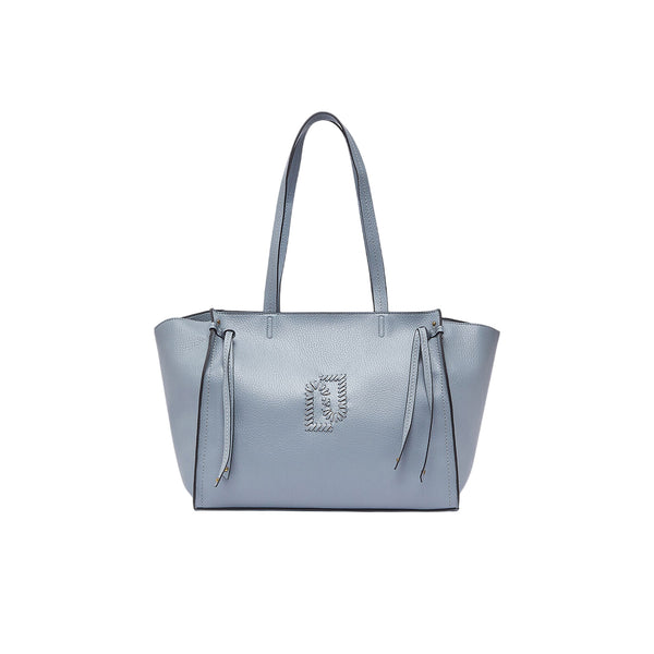 Borsa tote grande azzurra effetto bottalato