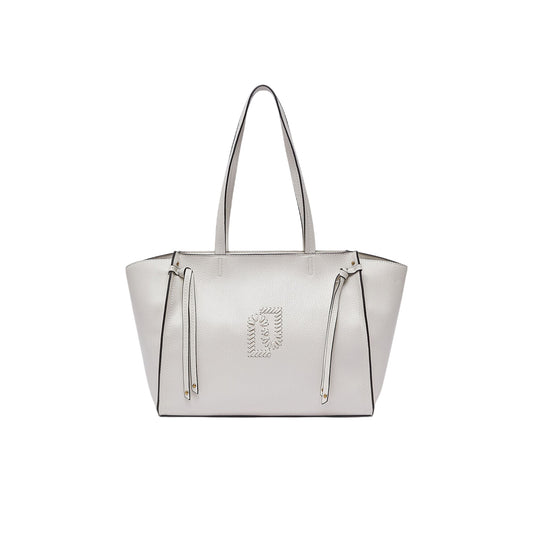 Borsa tote grande crema con effetto bottalato