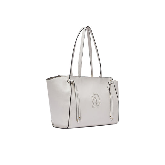 Borsa tote grande crema con effetto bottalato