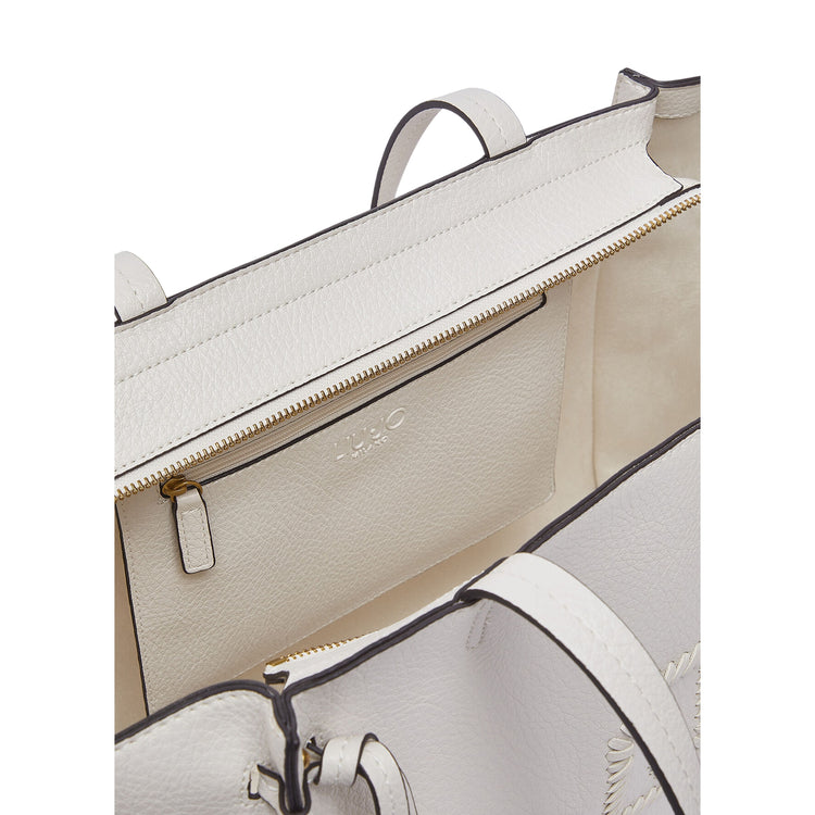 Borsa tote grande crema con effetto bottalato