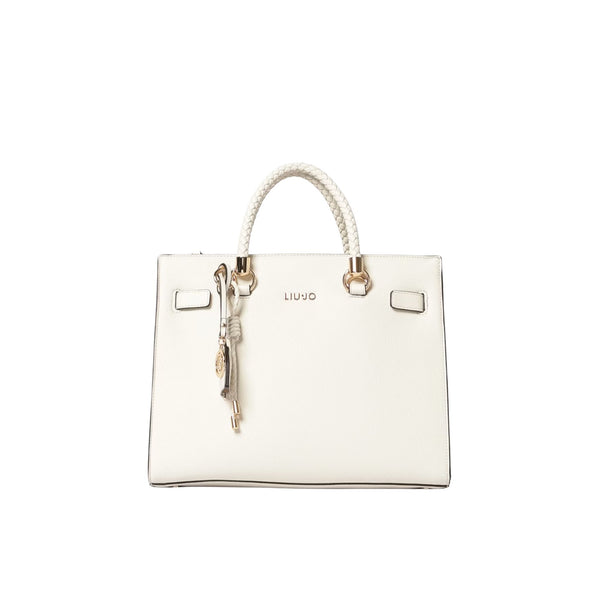 Borsa Donna satchel media con charms Bianco