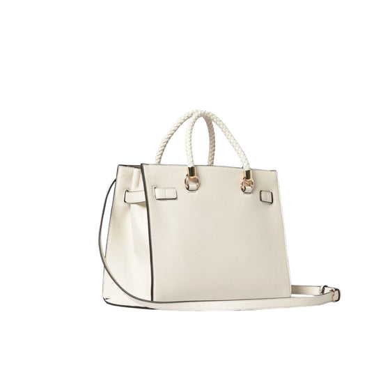 Borsa Donna satchel media con charms Bianco retro