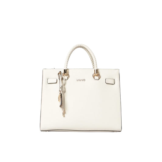 Borsa Donna satchel media con charms Bianco