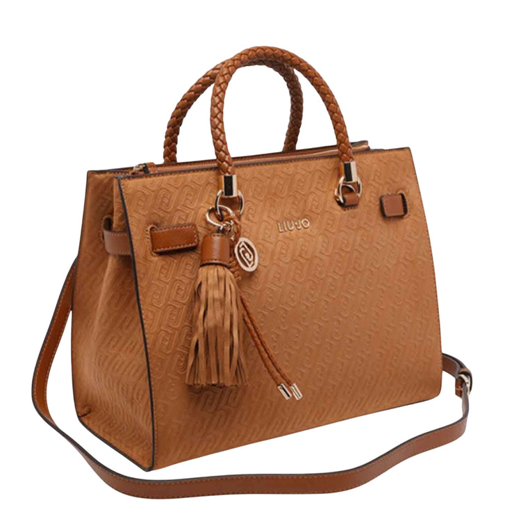 Borsa a mano marrone con nappa