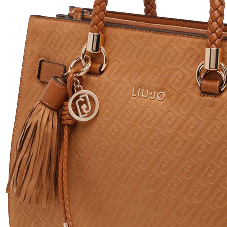 Borsa a mano marrone con nappa