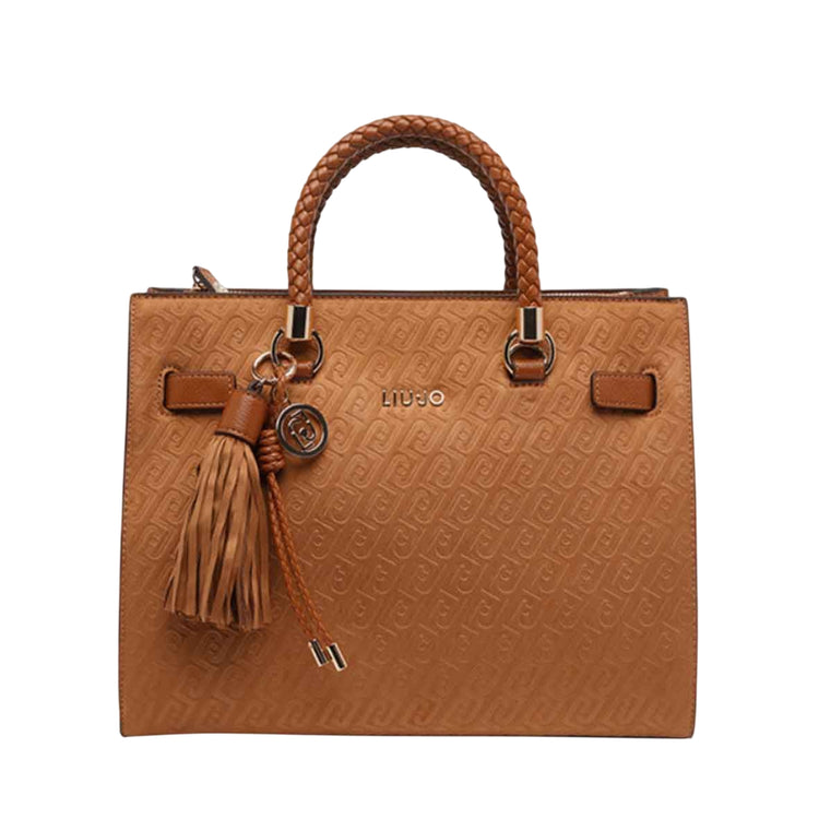 Borsa a mano marrone con nappa