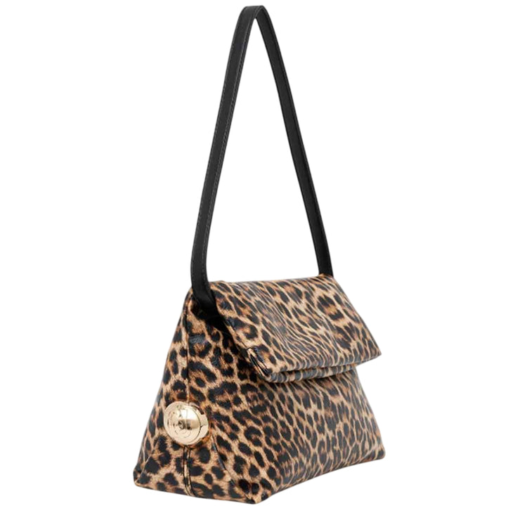 Pochette maculata con dettagli laterali in oro 