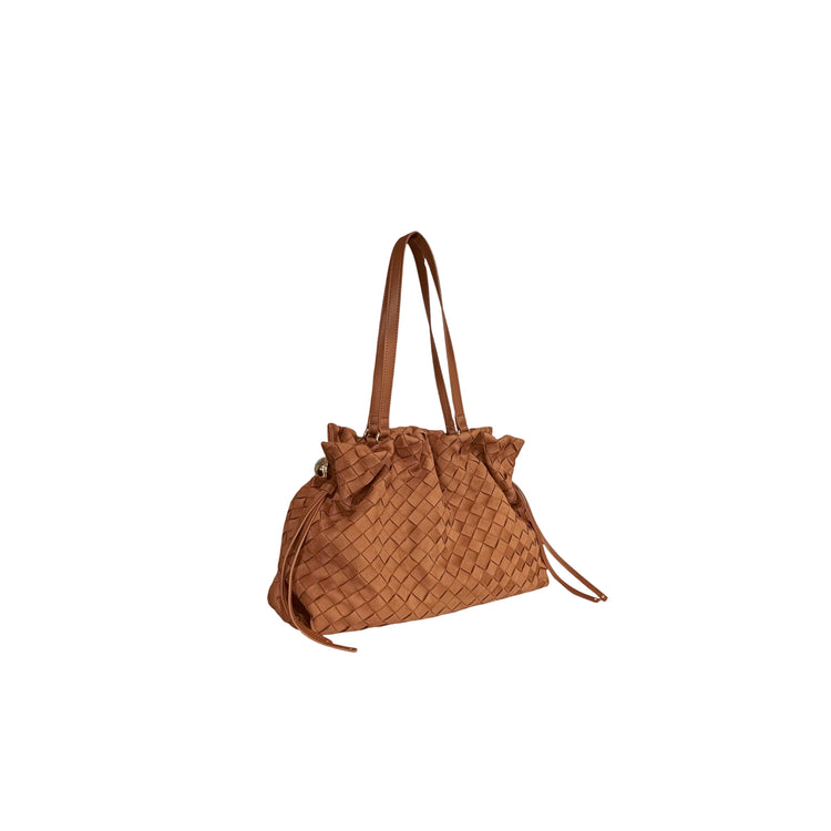Borsa Donna intrecciata Marrone con coulisse