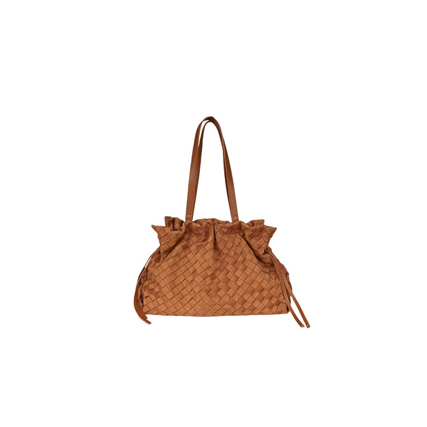 Borsa Donna intrecciata Marrone con coulisse