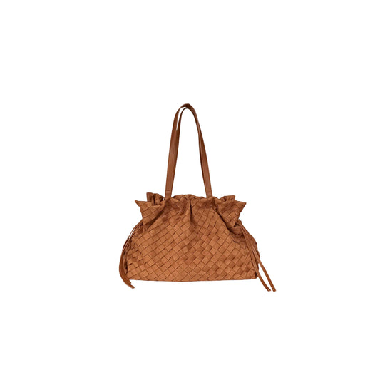 Borsa Donna intrecciata Marrone con coulisse