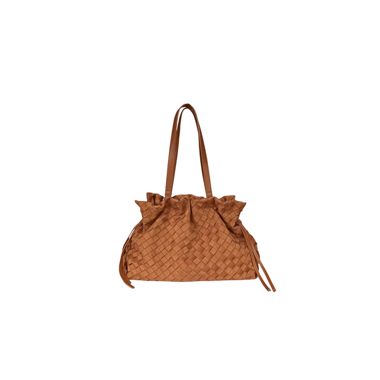 Borsa Donna intrecciata Marrone con coulisse