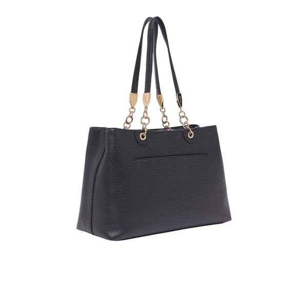 Borsa a spalla media con inserti catena Nero retro