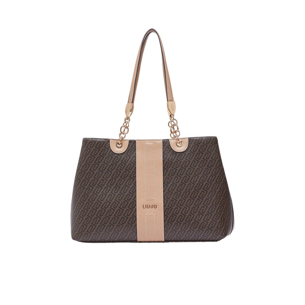 Borsa a spalla media con doppio scomparto marrone