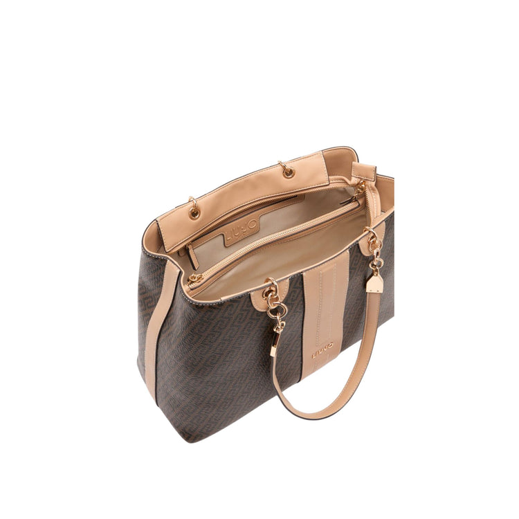 Borsa a spalla media con doppio scomparto marrone interno