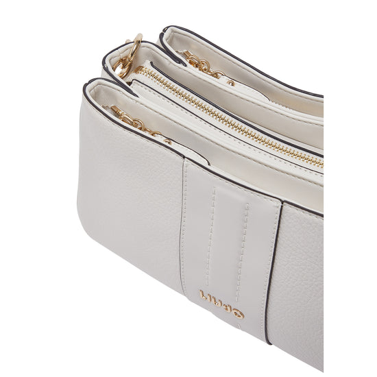 Borsa a spalla piccola bianca con 3 scomparti 