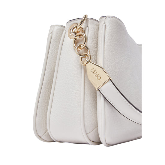 Borsa a spalla piccola bianca con 3 scomparti