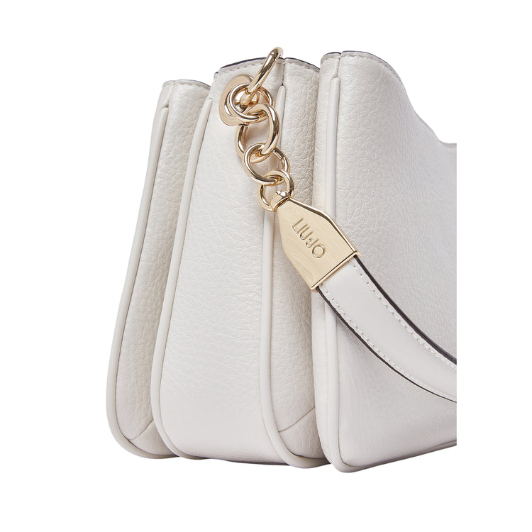 Borsa a spalla piccola bianca con 3 scomparti