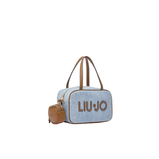 Borsa bowling in denim con tracolla 