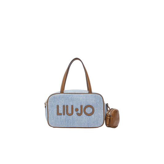 Borsa bowling in denim con tracolla 