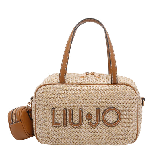 Borsa crossbody beige con manici 