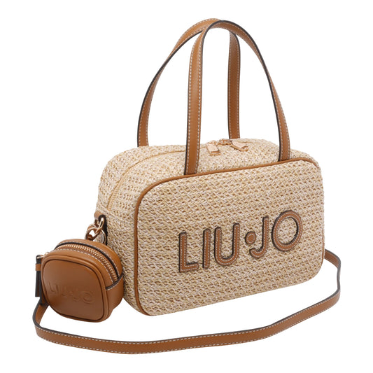 Borsa crossbody beige con manici 