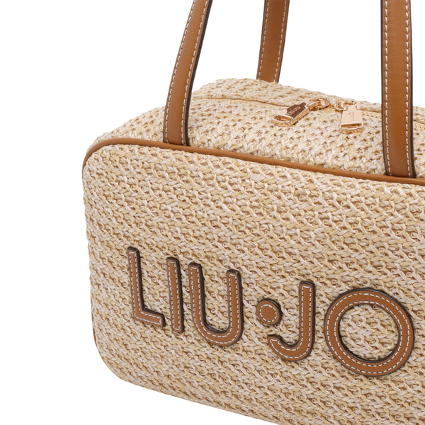 Borsa crossbody beige con manici 