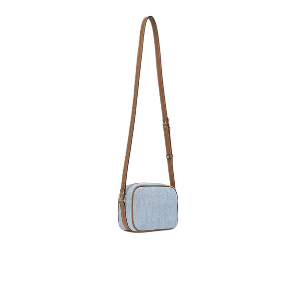 Borsa Donna a tracolla, in denim, con maxi logo frontale