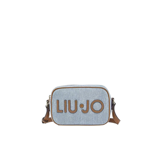 Borsa Donna a tracolla, in denim, con maxi logo frontale