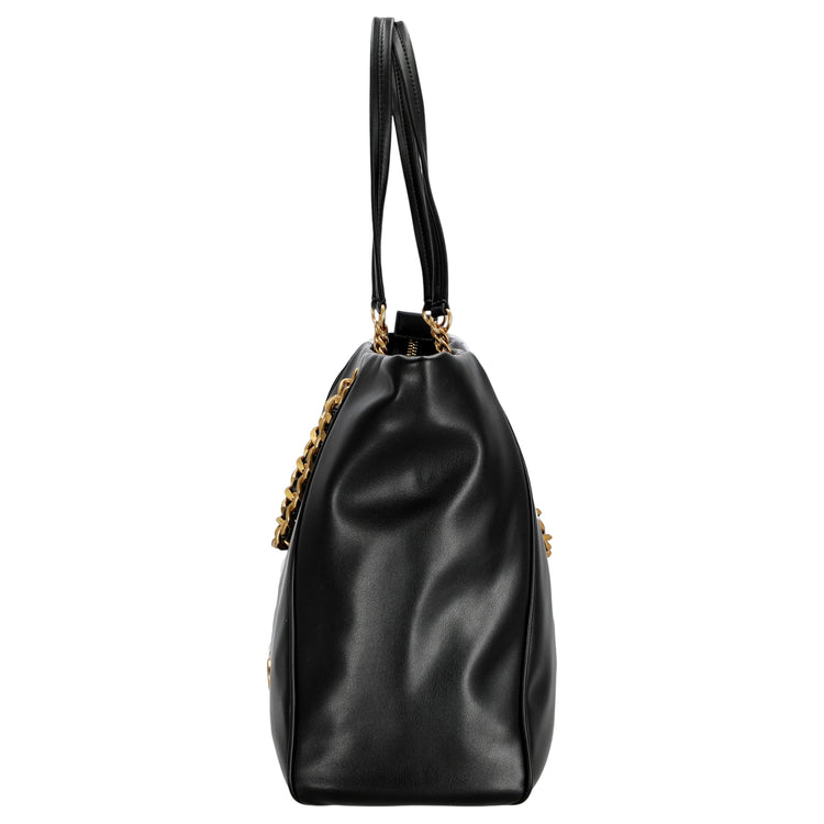 Borsa nera grande in ecopelle hardware dorato