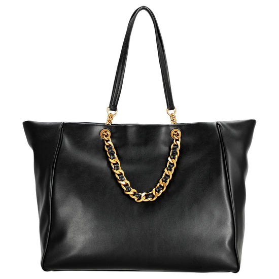 Borsa nera grande in ecopelle hardware dorato