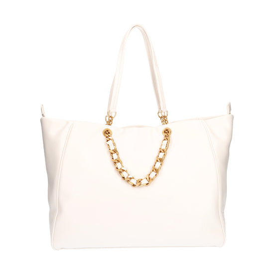 Shopping bag in ecopelle color crema 