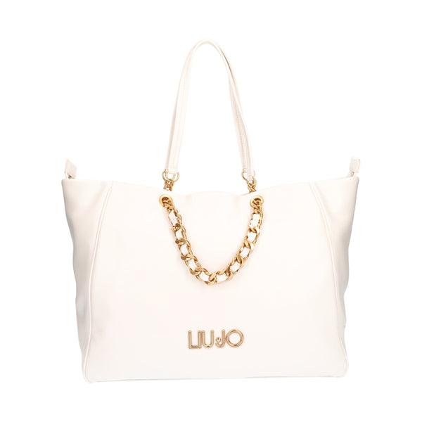Shopping bag in ecopelle color crema 