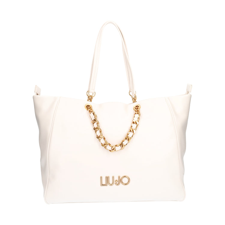 Shopping bag in ecopelle color crema 