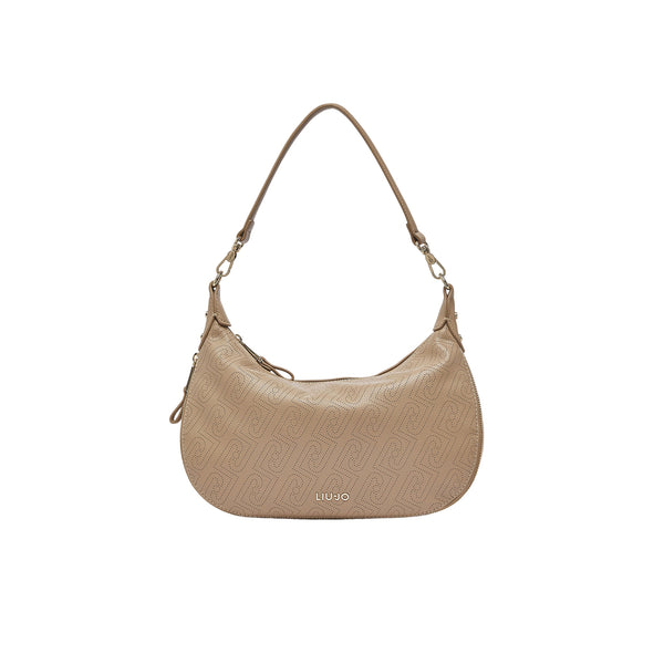 Borsa Donna Beige logata, con tracolla e manico a mano