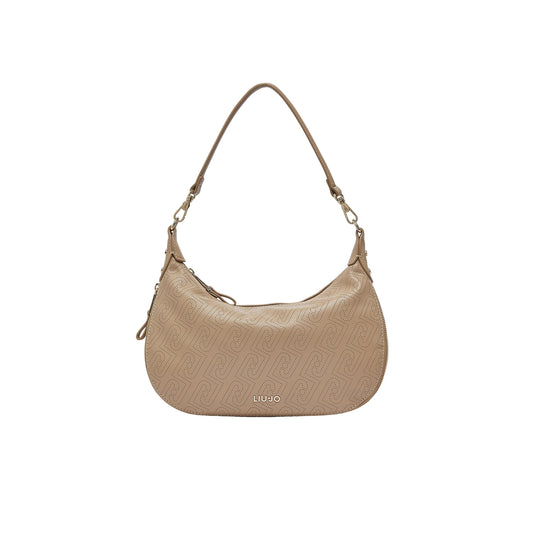 Borsa Donna Beige logata, con tracolla e manico a mano