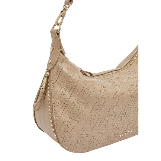 Borsa Donna Beige logata, con tracolla e manico a mano