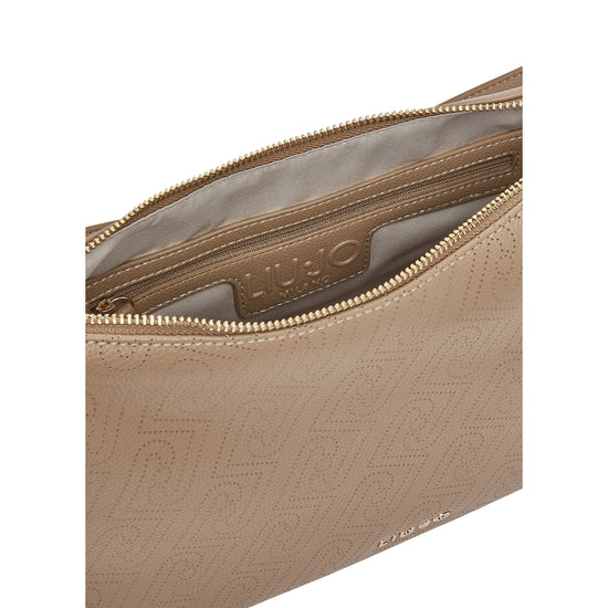 Borsa Donna Beige logata, con tracolla e manico a mano