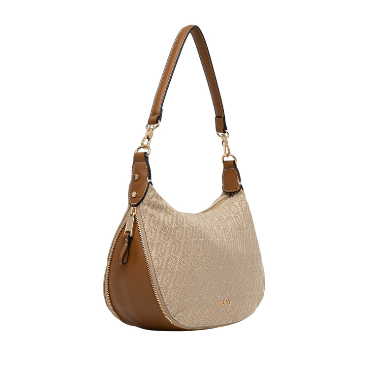 Borsa a mezza luna beige 